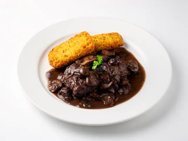 Low FODMAP Beef Bourguignon with Parsnip Croquettes