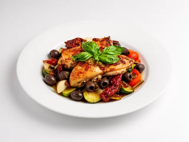 Low FODMAP Chicken with Olives, Sun-Dried Tomato, and Basil