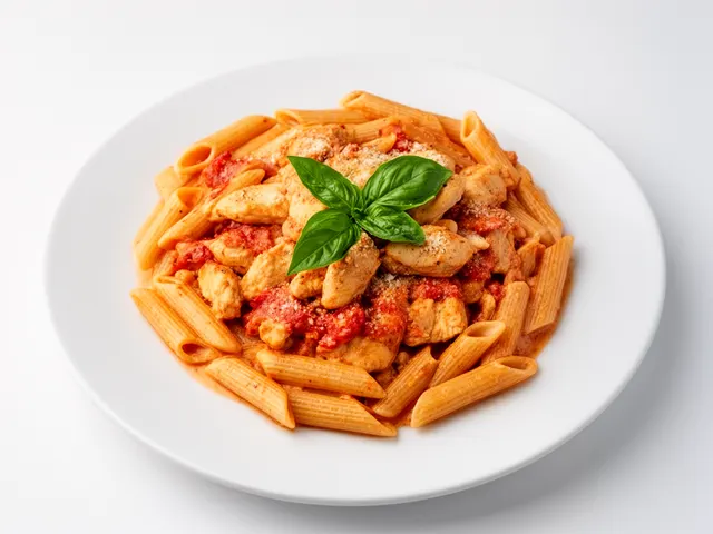 Low FODMAP Chicken Penne in Tomato Basil Cream Sauce