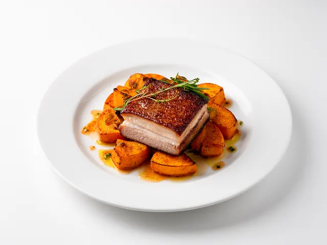 Low FODMAP Crispy-Skin Pork Belly with Spiced Squash