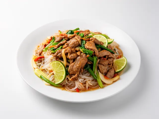 Low FODMAP Lime Pork Stir-Fry with Rice Noodles