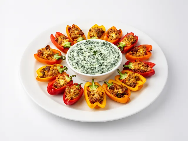 Low FODMAP Spinach Dip with Sweet Pepper Poppers